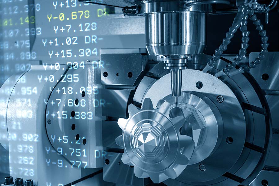 Machine drilling metal material with number dataset