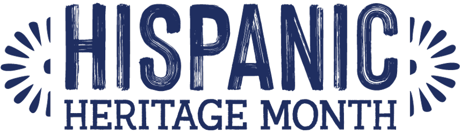 Hispanic Heritage Month logo featuring vibrant decorative elements and stylized typography celebrating Latino culture and diversity.