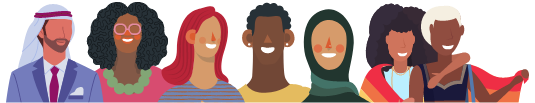An illustration of a diverse group of adults