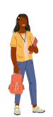 An illustration of a gen z student with a backpack