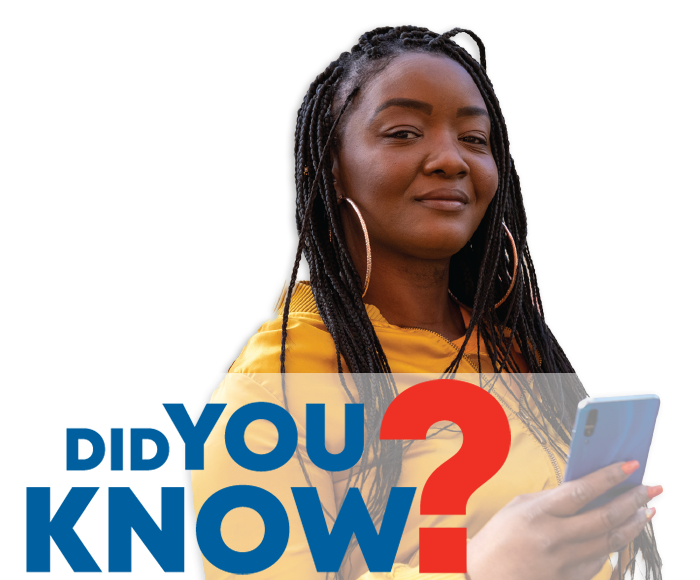 A woman holds a phone with a text overlay that reads Did You Know?