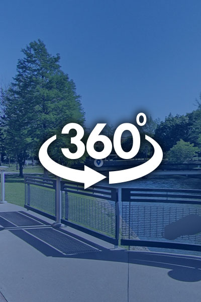 A photo of the Richland lake with 360 degree overlayed on top of the image
