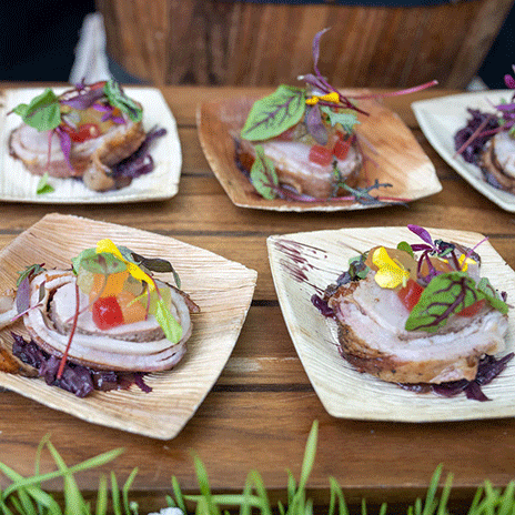 Small plates of food at the 2024 Bits & Bites event