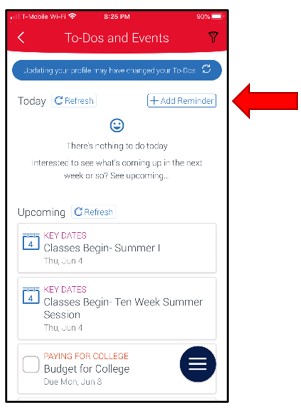 To-Dos and Events. Under the filter icon, select the menu item