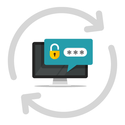 graphic illustration representing resetting your password with a unlocked lock