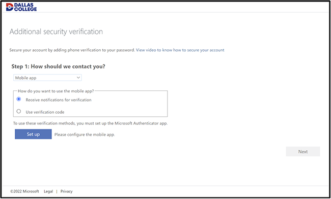 screenshot of step 5 to click the Set Up button to configure the mobile app