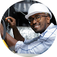 Young man working on a machine