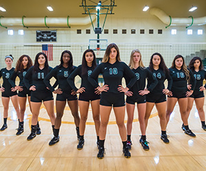 The Brookhaven women's team stands on the court with hands on their hips