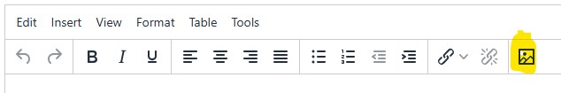 Screenshot showing the add item from media library option on the TinyMCE toolbar